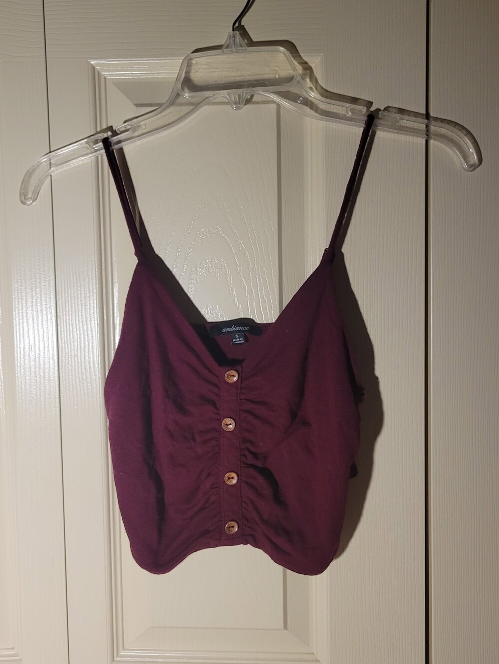 Ambiance Deep Plum Button-Front Cropped Cami